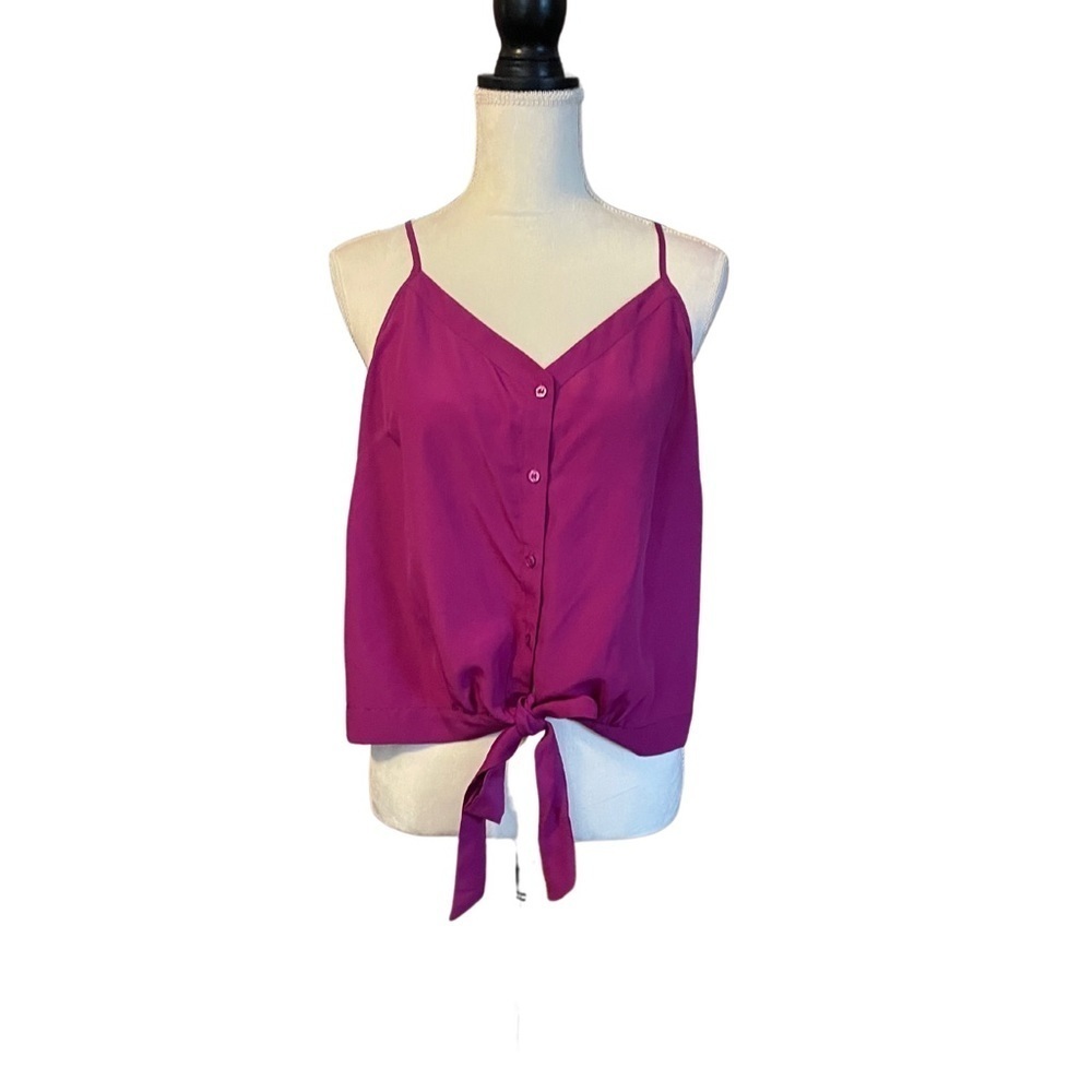 Sophia Vergara Fuchsia Sleeveless Tie Front Crop Blouse NWT
